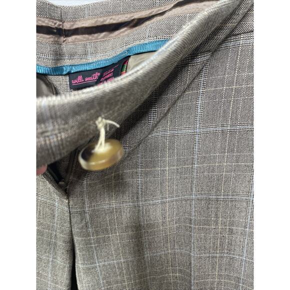 Willi Smith Vtg Y2K Brown Window Pane Plaid Slacks Pants Wide Leg Womens‎ 10 NWT - Picture 7 of 16